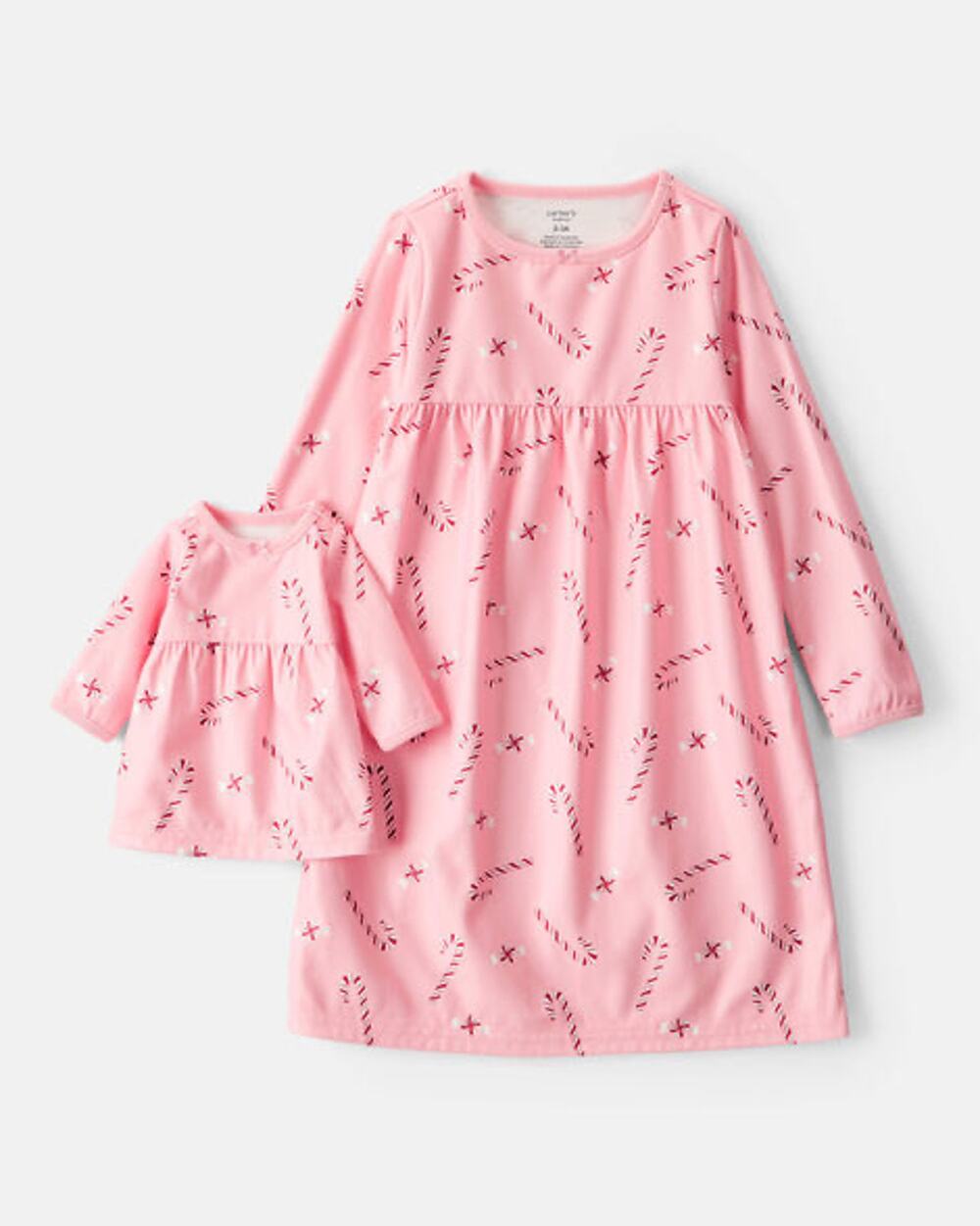 NEW! 3T Carter's Girls Candy Cane Night Gown & Matching Doll Gown Set 2PC Set